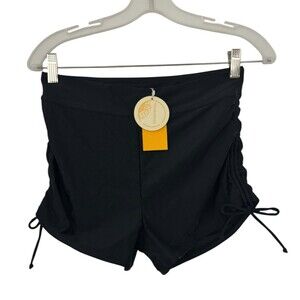 Tournesol Women Medium Swim Shorts Black Tie Side & Full Lined NEW WITH TAGS